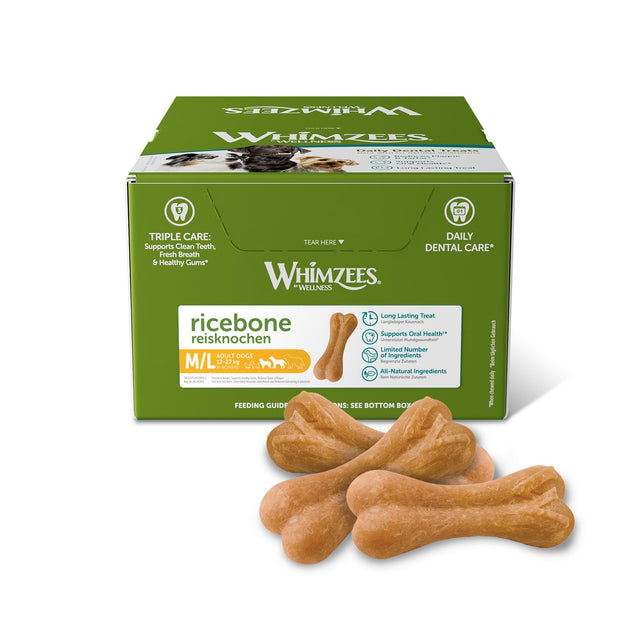 Whimzees Rice Bones Box Medium Large x 50, Whimzees,