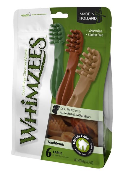 Whimzees Toothbrush Large 6x6 Bags x 150mm, Whimzees,
