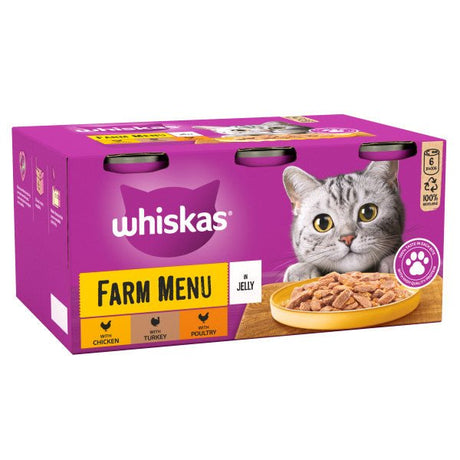 Whiskas 1+ Adult Farm Menu in Jelly Tins 4x (6x400g), Whiskas,