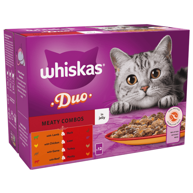 Whiskas Adult 1+ Duo Meaty Combos in Jelly 4x (12x85g), Whiskas,