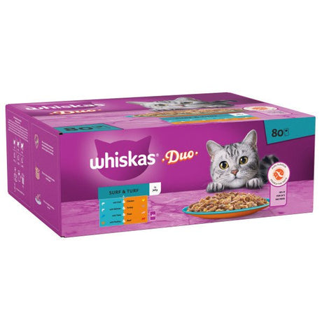 Whiskas Adult 1+ Duo Surf & Turf in Jelly, Whiskas, 80 x 85g