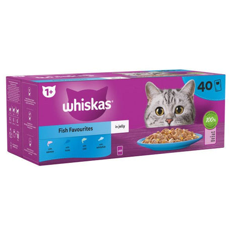 Whiskas Adult 1+ Fish Favourites in Jelly Pouches, Whiskas, 40 x 85g