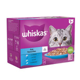 Whiskas Adult 1+ Fish Favourites in Jelly Pouches, Whiskas, 4x (12x85g)