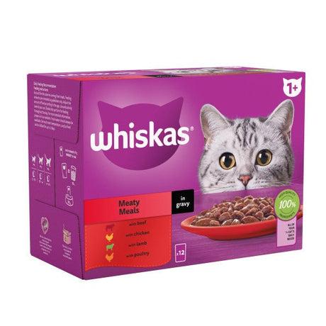 Whiskas Adult 1+ Meaty Meals in Gravy Pouches, Whiskas, 4x (12x85g)