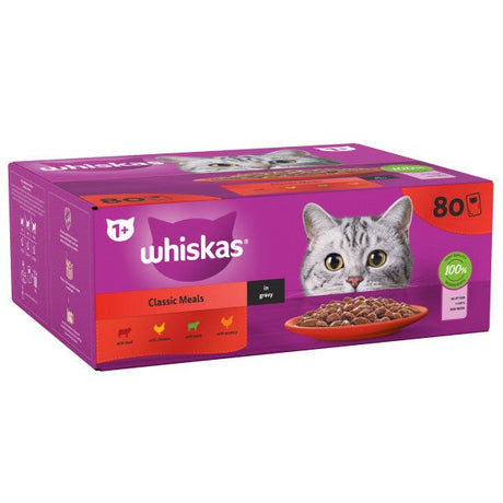 Whiskas Adult 1+ Meaty Meals in Gravy Pouches, Whiskas, 80 x 85g