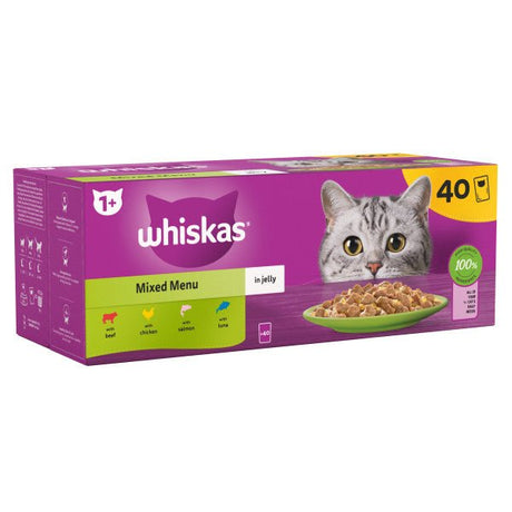 Whiskas Adult 1+ Mixed Menu in Jelly Pouches, Whiskas, 40 x 85g
