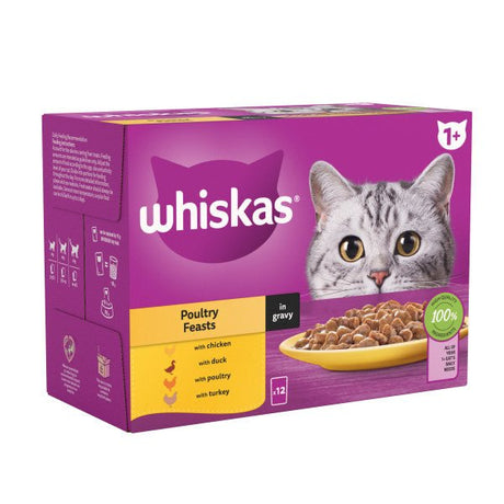 Whiskas Adult 1+ Poultry Feasts in Gravy Pouches 4x (12x85g), Whiskas,