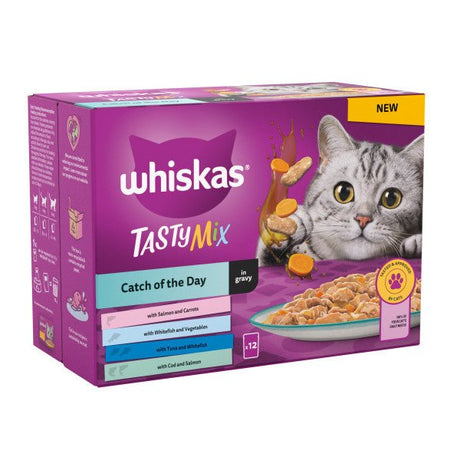 Whiskas Adult 1+ Tasty Mix Catch of The Day in Gravy Pouches 4 x 12 x 85g, Whiskas,