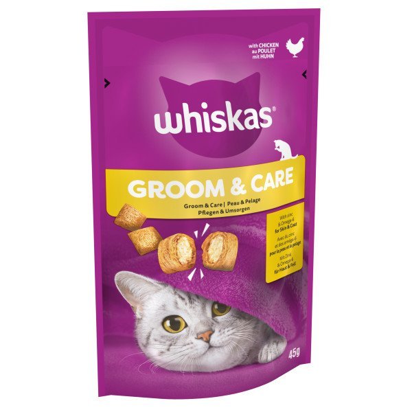 Whiskas Groom & Care Adult Cat Treats with Chicken 8 x 45g, Whiskas,