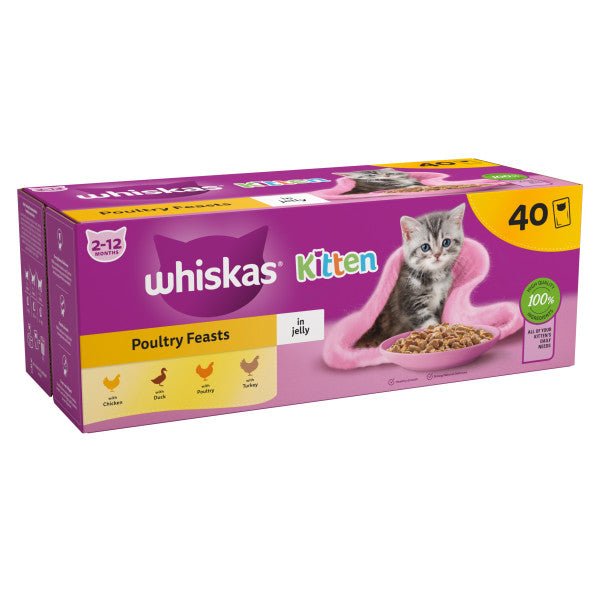 Whiskas Kitten 2-12 month Poultry Feasts in Jelly, Whiskas, 40 x 85g