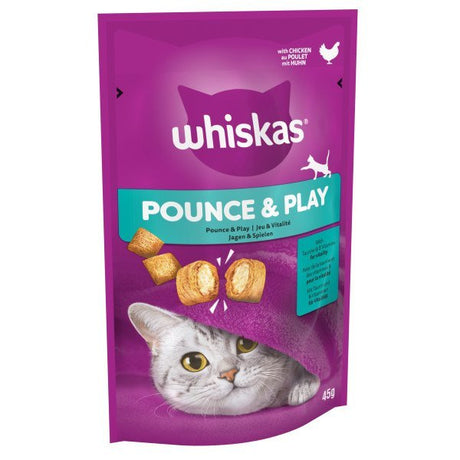 Whiskas Pounce & Play Adult Cat Treats with Chicken 8 x 45g, Whiskas,