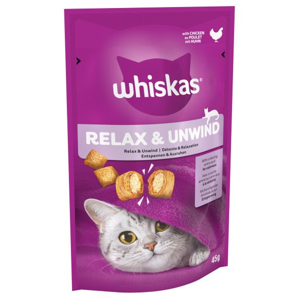 Whiskas Relax & Unwind Adult Cat Treats with Chicken 8 x 45g, Whiskas,