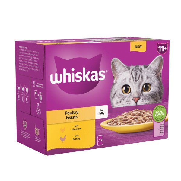 Whiskas Senior 11+ Poultry Feasts in Jelly Pouches 4x (12x85g), Whiskas,