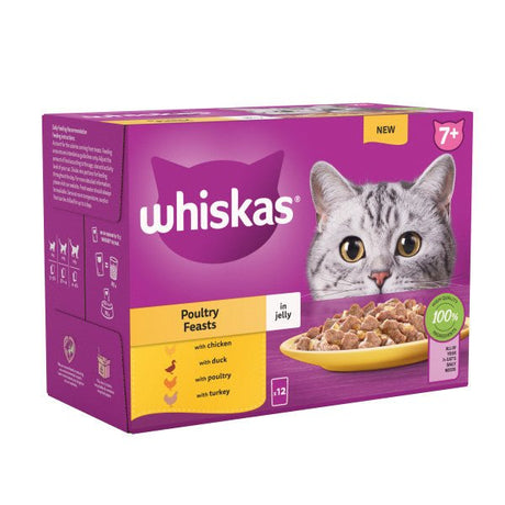 Whiskas Senior 7+ Poultry Feasts in Jelly, Whiskas, 4x (12x85g)