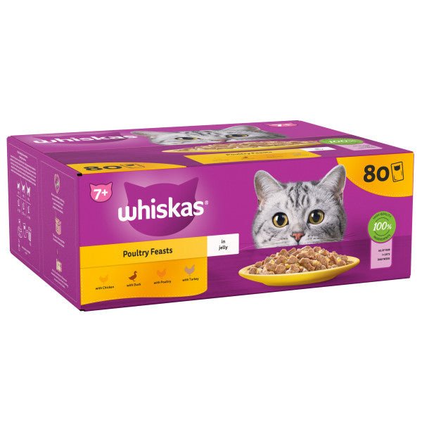 Whiskas Senior 7+ Poultry Feasts in Jelly, Whiskas, 80 x 85g
