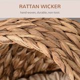 Wicker Cat Bed, Raised Rattan Cat Basket with Cylindrical Base, Soft Washable Cushion, 42 x 33 x 52cm, PawHut, Brown