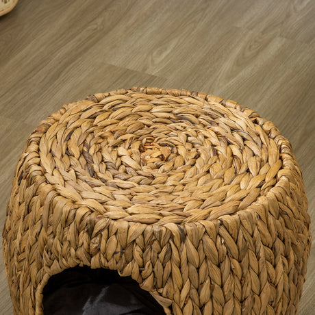 Wicker Cat Cave/House Stool with Soft Washable Cushion,Rattan Kitten Bed for Outdoor & Indoor Use， 44 x 43 x 41cm, PawHut,