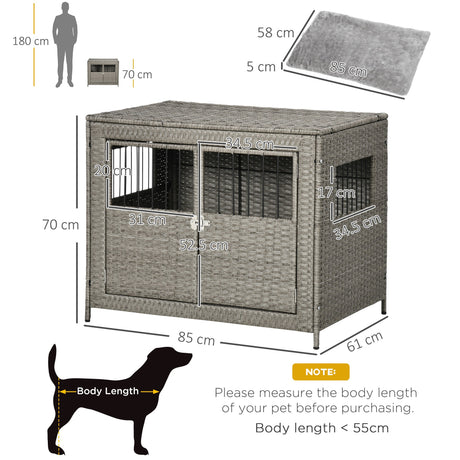 Wicker Double Door Dog Crate for Medium/Large Dogs, PawHut,