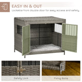 Wicker Double Door Dog Crate for Medium/Large Dogs, PawHut,