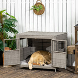 Wicker Double Door Dog Crate for Medium/Large Dogs, PawHut,