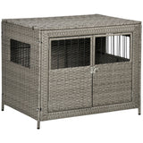 Wicker Double Door Dog Crate for Medium/Large Dogs, PawHut,