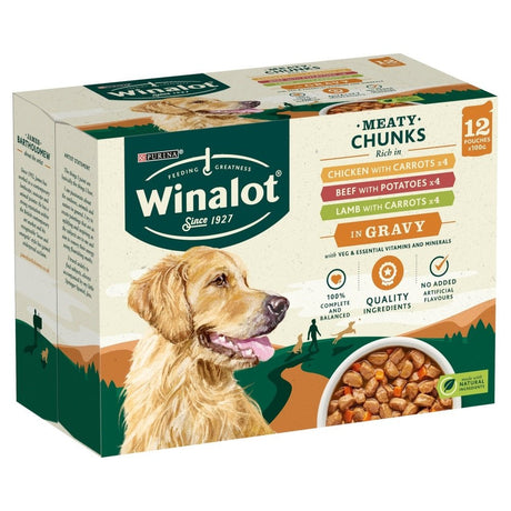 Winalot Adult Meaty Chunks in Gravy 4x (12x100g), Winalot,
