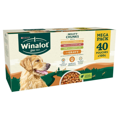 Winalot Adult Meaty Chunks in Gravy Mega Pack 40x100g Box, Winalot,