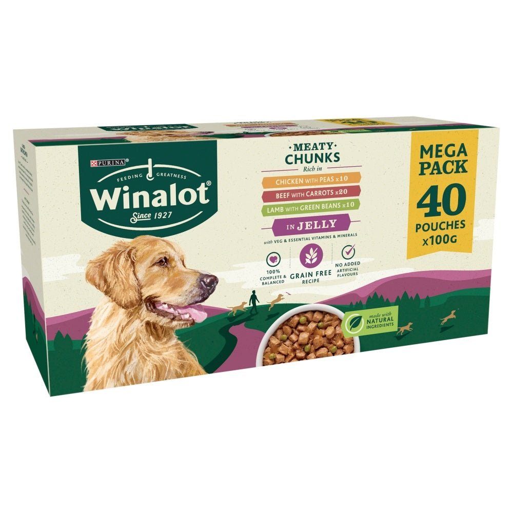 Winalot Adult Meaty Chunks in Jelly Mega Pack 40x100g Box, Winalot,