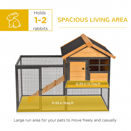 Wood-metal Rabbit Hutch Elevated Pet Bunny House Rabbit Cage with Slide-Out Tray Outdoor, PawHut,