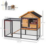 Wood-metal Rabbit Hutch Elevated Pet Bunny House Rabbit Cage with Slide-Out Tray Outdoor, PawHut,
