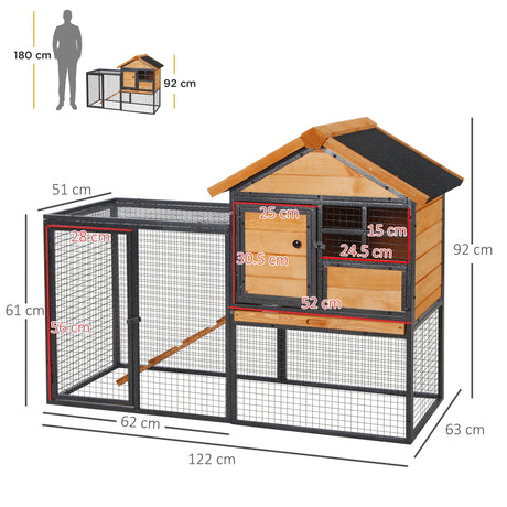 Wood-metal Rabbit Hutch Elevated Pet Bunny House Rabbit Cage with Slide-Out Tray Outdoor, PawHut,