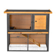 Wood-metal Rabbit Hutch Guinea Pig Hutch Elevated Pet House Bunny Cage with Slide-Out Tray Openable Roof Outdoor 89.5 x 45 x 81cm Light Yellow, PawHut,