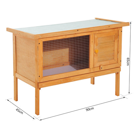 Wood Rabbit Hutch Guinea Pig House Bunny Cage Shelter Indoor Outdoor Elevated with Sliding Tray 90x45x65cm, PawHut,