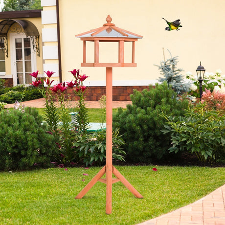 Wooden Bird Table Feeder & Stand for Gardens, PawHut,