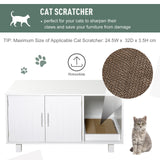 Wooden Cat Litter Box Enclosure with Scratcher & Table Top, PawHut, White
