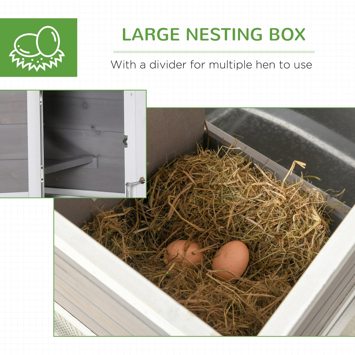 Wooden Chicken Coop with Nesting Box & Large Run, PawHut,