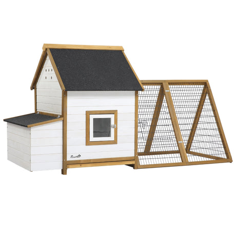 Wooden Chicken Coop with Run, Nesting Box, 197x93 cm, PawHut,