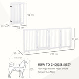 Wooden Freestanding Pet Gate 4 Panels 91cm Foldable Dog Safety Fence with 2 Support Feet Walk-through Door for Doorway Stairs, PawHut,