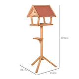 Wooden Garden Bird Feeder Stand - Weatherproof, 49x45x139cm, PawHut,