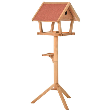 Wooden Garden Bird Feeder Stand - Weatherproof, 49x45x139cm, PawHut,