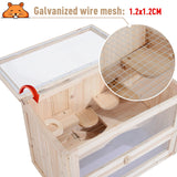 Wooden Hamster Cage for Playful Small Rodents, PawHut,