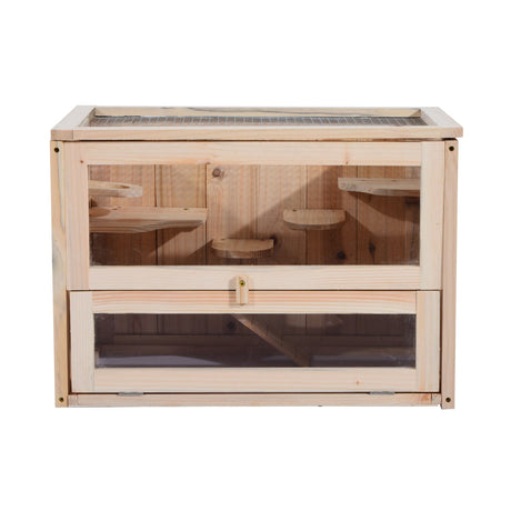 Wooden Hamster Cage for Playful Small Rodents, PawHut,