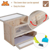 Wooden Hamster Cage for Playful Small Rodents, PawHut,