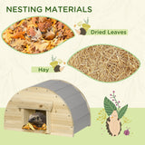 Wooden Hedgehog House Outdoor, Small Animal Shelter Hibernation Home, with 2 Doors, for Garden, 40 x 30.2 x 23.5 cm, Natural, PawHut,