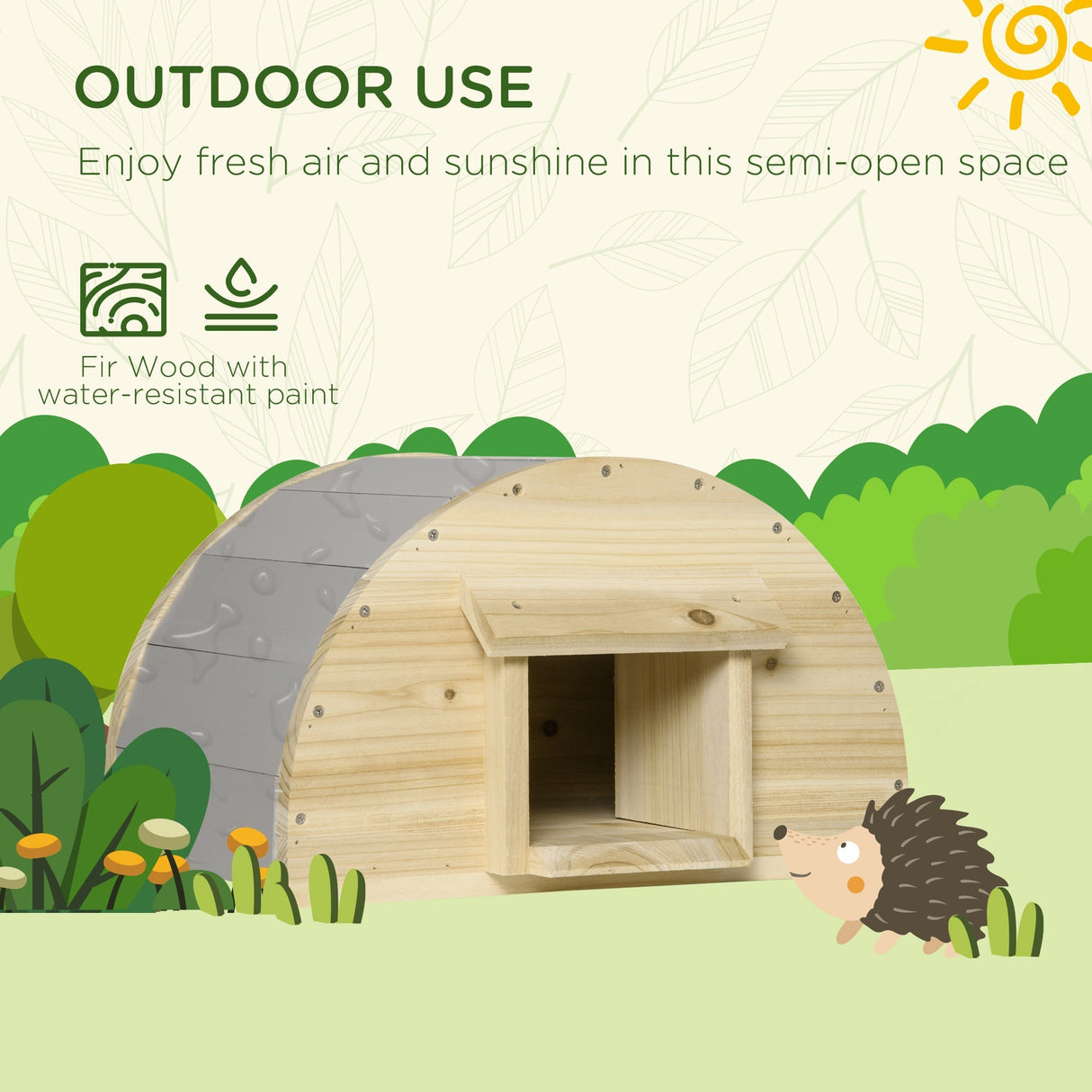 Wooden Hedgehog House Outdoor, Small Animal Shelter Hibernation Home, with 2 Doors, for Garden, 40 x 30.2 x 23.5 cm, Natural, PawHut,