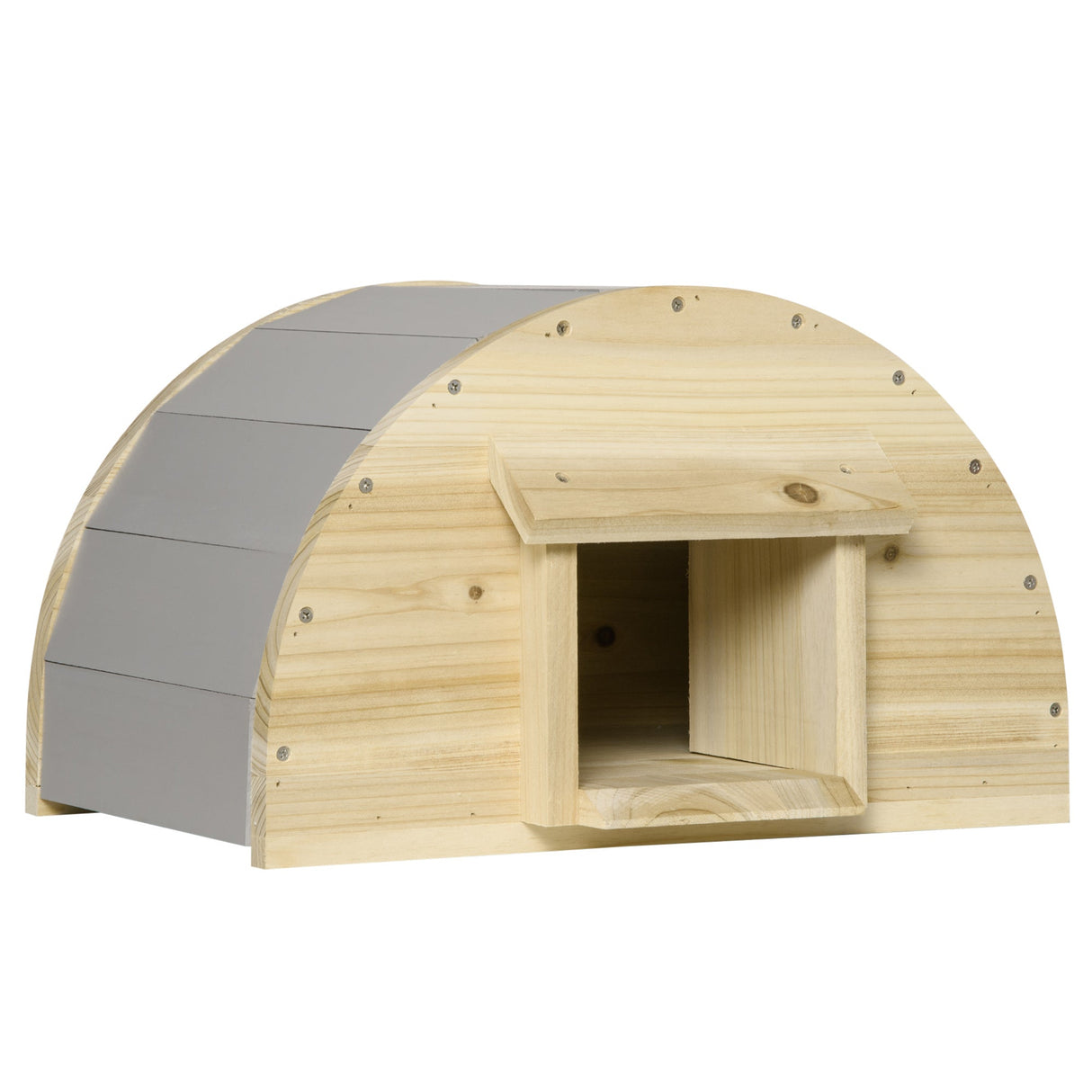 Wooden Hedgehog House Outdoor, Small Animal Shelter Hibernation Home, with 2 Doors, for Garden, 40 x 30.2 x 23.5 cm, Natural, PawHut,
