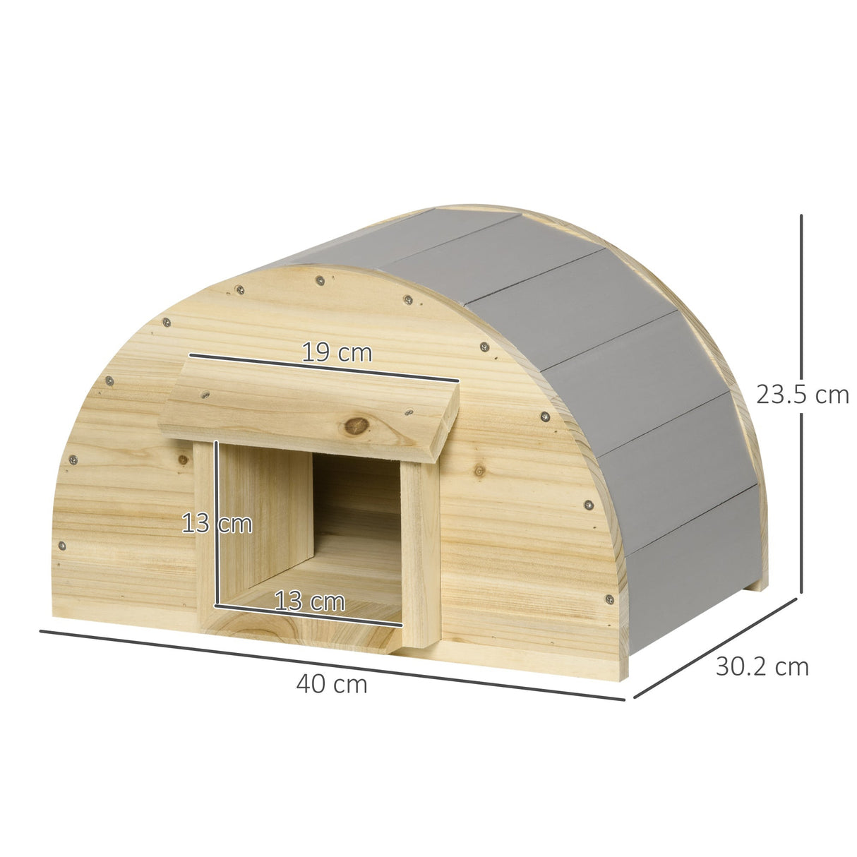 Wooden Hedgehog House Outdoor, Small Animal Shelter Hibernation Home, with 2 Doors, for Garden, 40 x 30.2 x 23.5 cm, Natural, PawHut,
