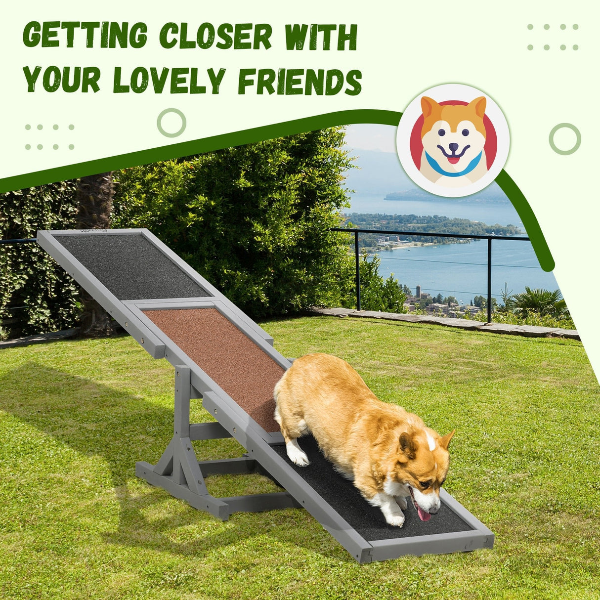 Wooden Pet Seesaw for Big Dogs, Dog Agility Equipment with Anti-Slip Surface - Grey, PawHut,