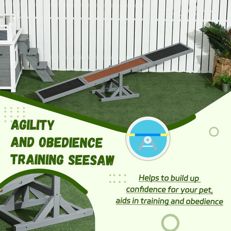 Wooden Pet Seesaw for Big Dogs, Dog Agility Equipment with Anti-Slip Surface - Grey, PawHut,