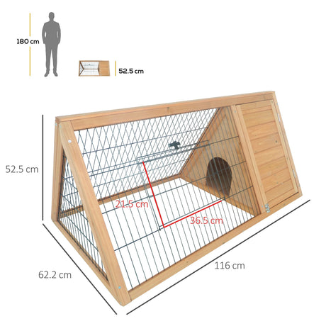 Wooden Rabbit Cage Small Animal Hutch w/ Outside Area - Yellow, PawHut,